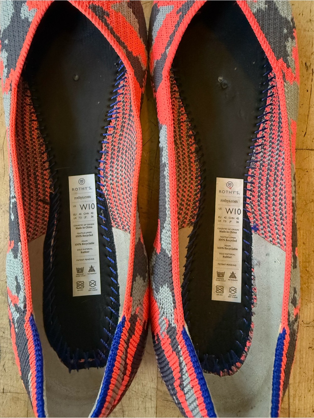 RARE ROTHY's Neon Camo The Point Flat Knit Shoe Limited Edition Retired US 10 - Picture 9 of 13